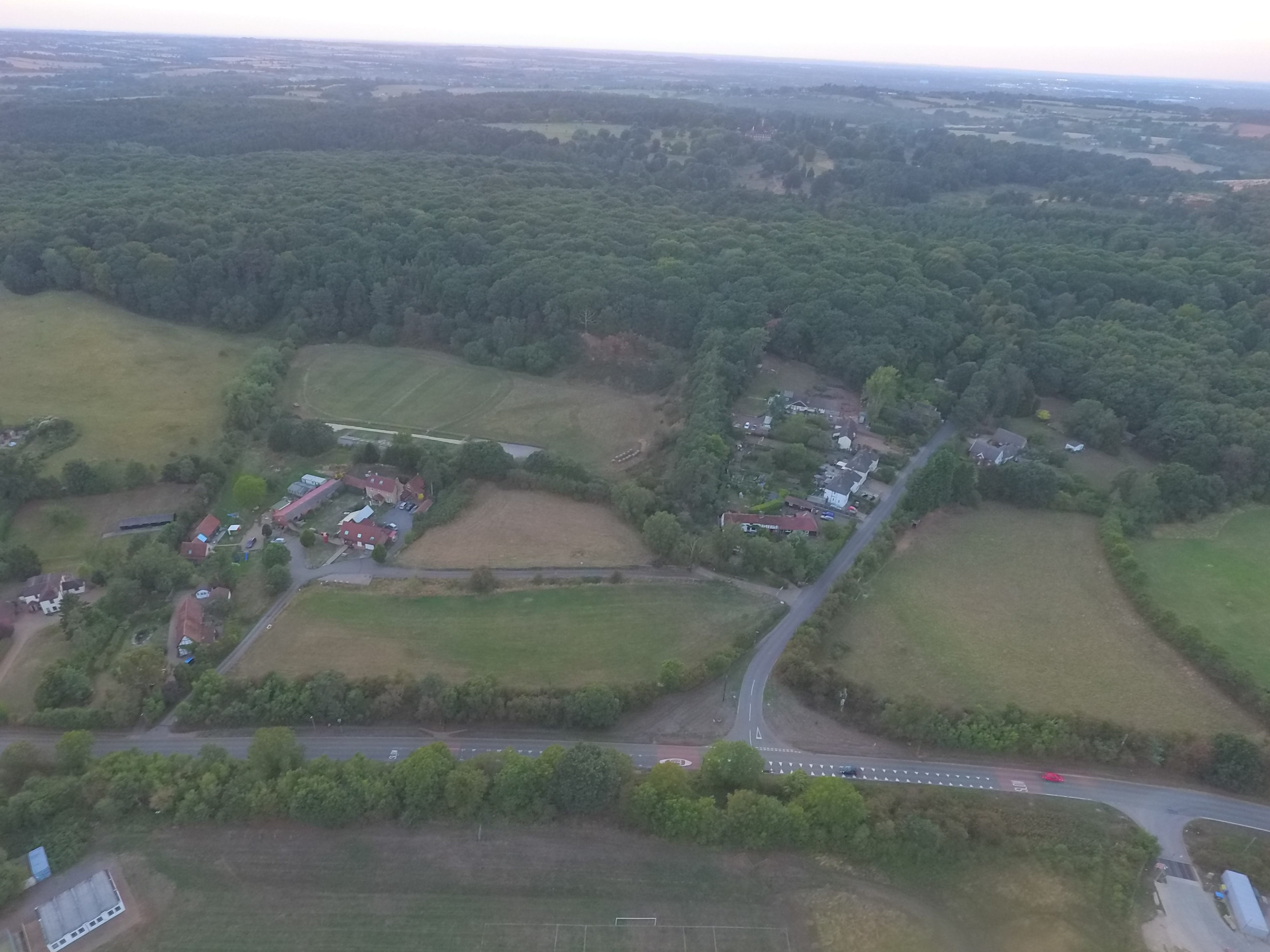 Aerial view of the practice and surrounding countryside near Stockgrove Country Park